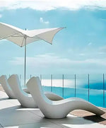 Load image into Gallery viewer, Fiberglass Outdoor Sunlounger 200cm – Waterproof &amp; Sunproof Poolside Lounge Chair with Ergonomic Backrest, White
