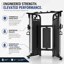 Fitness Dual Pulley Functional Trainer D006 - Premium AB Zone Machine with Dual 80kg Weight Stacks