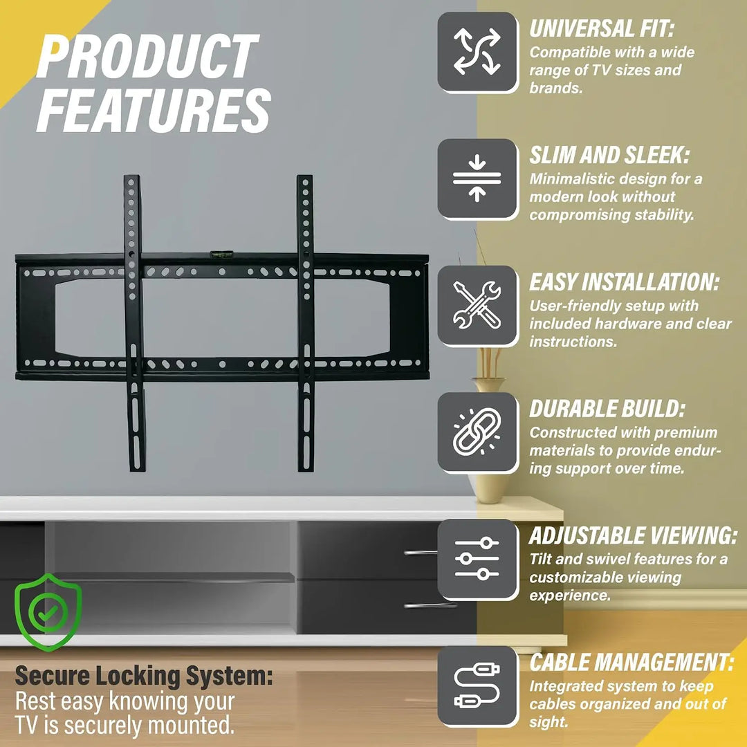 Fixed TV Wall Mount for Most 37-80 Inch Flat Screen LED, LCD TV Wall Mount TV Bracket up to VESA 600 * 400 MM 60KG (132lbs)