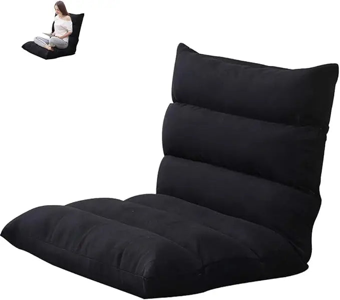 Floor Chair Foldable Lounger Chair Folding Lazy Sofa Gaming Chair Adjustable High Back Couch Recliner for Patio Deck-GCC Home Center