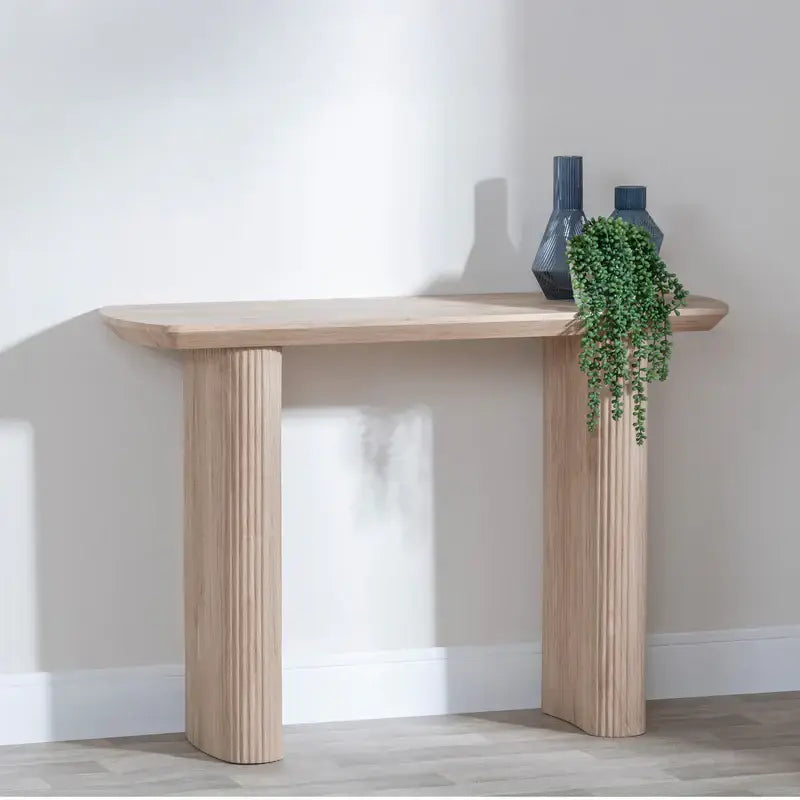 Fluted Pedestal Console Coffee Table