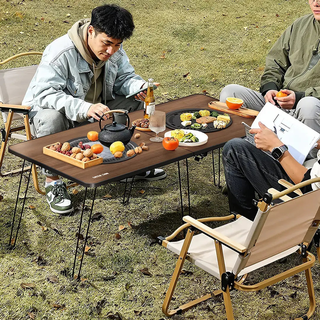 Fold Grill Mate Camping BBQ Table – Portable Wooden Outdoor Grill Station