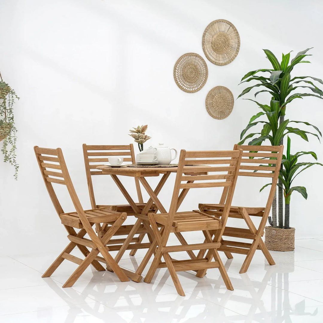 Foldable 4 Seater Outdoor Dining Set – Round