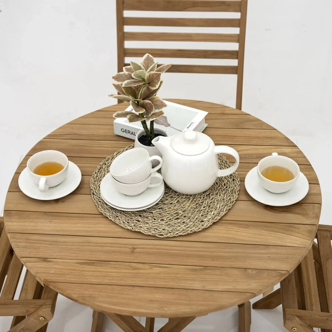 Foldable 4 Seater Outdoor Dining Set – Round