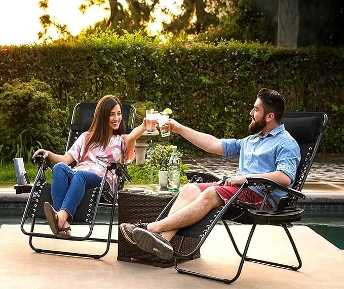 Foldable Camping Chair Outdoor Lounges Chair Garden Chair Adjustable Beach Chair with Pillows Cup Holders-GCC Home Center