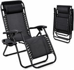 Load image into Gallery viewer, Foldable Outdoor Lounge Chair – Adjustable Camping &amp; Beach Recliner with Pillows and Cup Holders for Poolside, Garden &amp; Backyard**