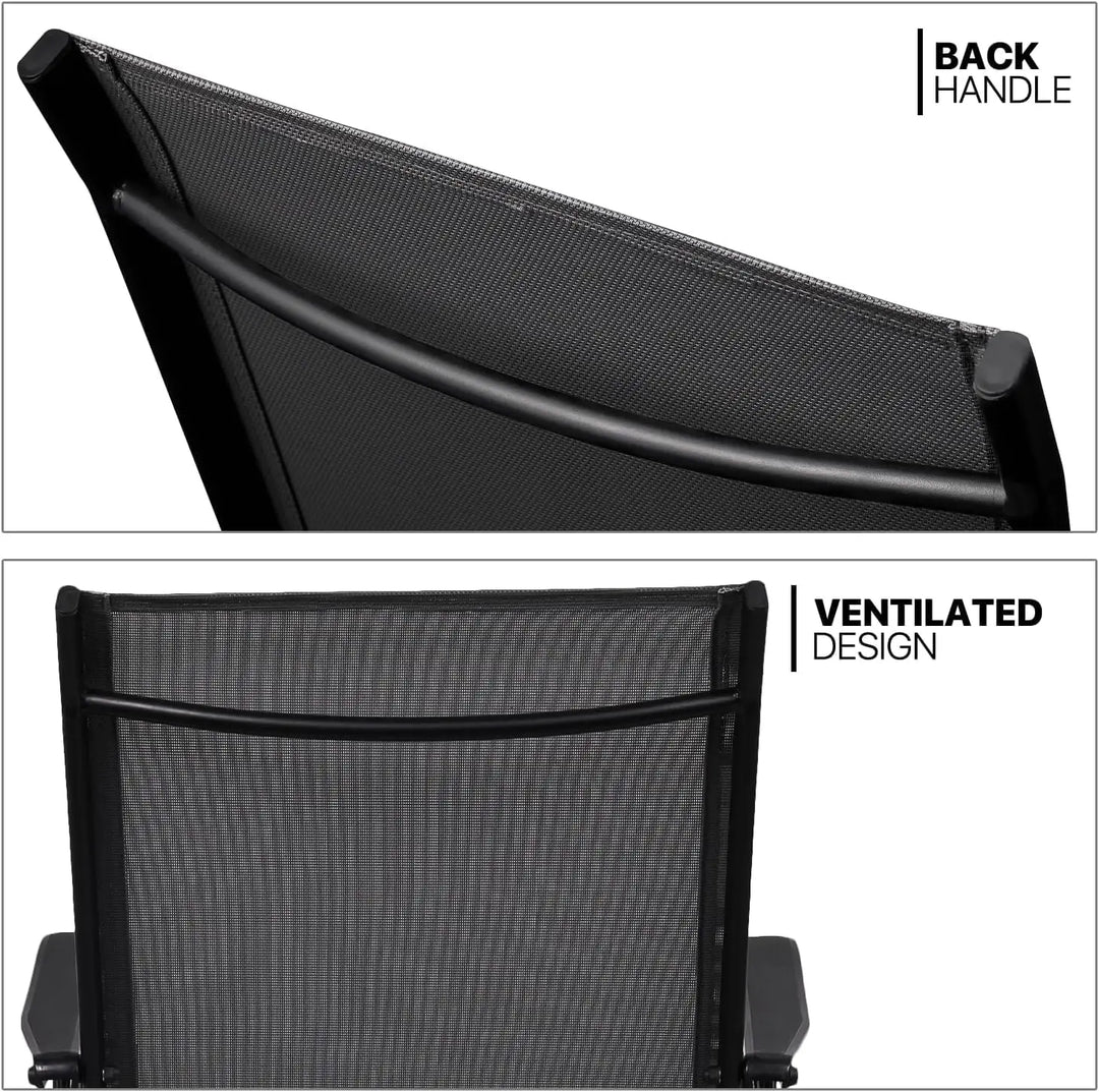 Foldable Patio Chair with Armrests and Breathable Seat Fabric, Outdoor Dining Chair-GCC Home Center