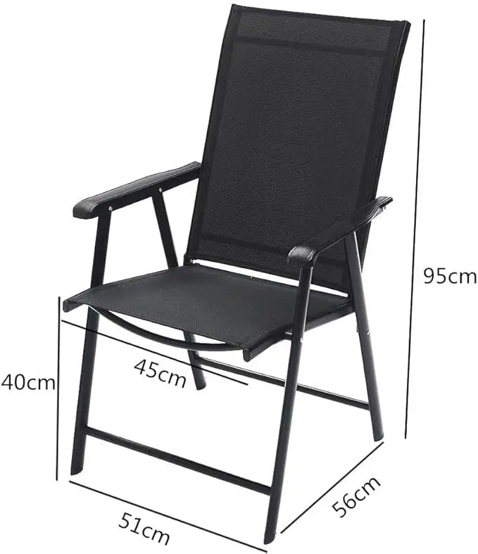 Foldable Patio Chair with Armrests and Breathable Seat Fabric, Outdoor Dining Chair-GCC Home Center