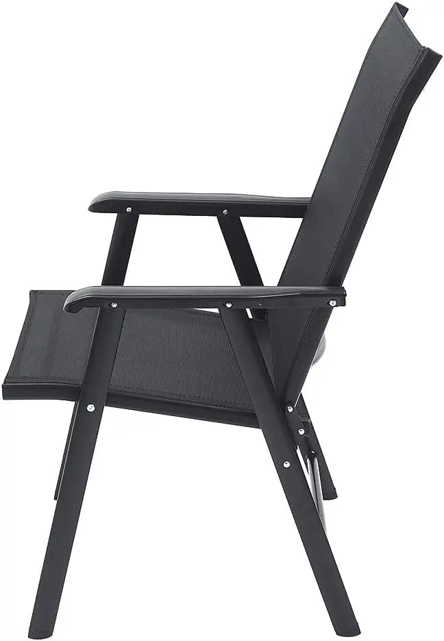Foldable Patio Chair with Armrests and Breathable Seat Fabric, Outdoor Dining Chair-GCC Home Center