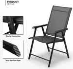 Load image into Gallery viewer, Foldable Patio Chair with Armrests and Breathable Seat Fabric, Outdoor Dining Chair-GCC Home Center