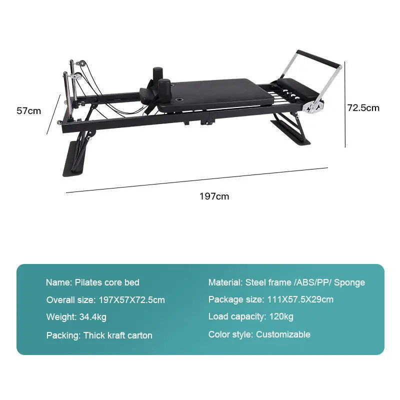 Foldable Pilates Reformer Machine – Stainless Steel, Adjustable Resistance for Home Gym & Studio