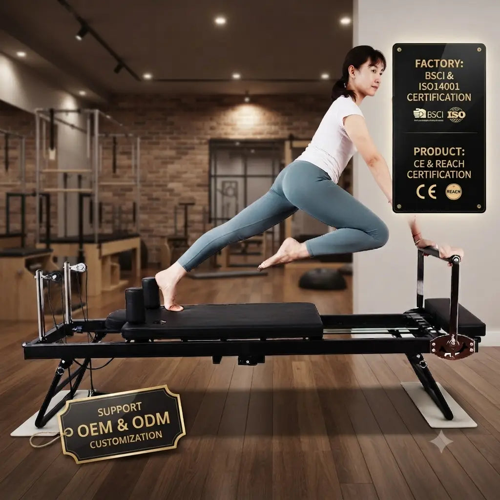 Foldable Pilates Reformer Machine – Stainless Steel, Adjustable Resistance for Home Gym & Studio