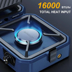 Load image into Gallery viewer, Folding Camping Stove, 2 Burner Propane Stove, Outdoor Gas Stove With Griddle Pan, Portable Folding Camp Stove with Push-Button Instant Ignition