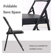 Folding Chair With Padded Seats Multi Functional Portable Chair For Home Dining Office Outdoor Fishing, Black