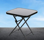 Load image into Gallery viewer, Folding Drinks Side Table, Outdoor Garden Table, Small Square Patio Table - Black with Tempered Glass Top-GCC Home Center