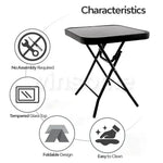 Load image into Gallery viewer, Folding Drinks Side Table, Outdoor Garden Table, Small Square Patio Table - Black with Tempered Glass Top-GCC Home Center