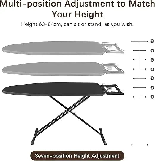 Folding Ironing Board with Iron Rest – Heavy Duty, Height Adjustable, Heat-Resistant Cover – 110 x 30 cm – Portable Iron Table for Apartments & Small Spaces