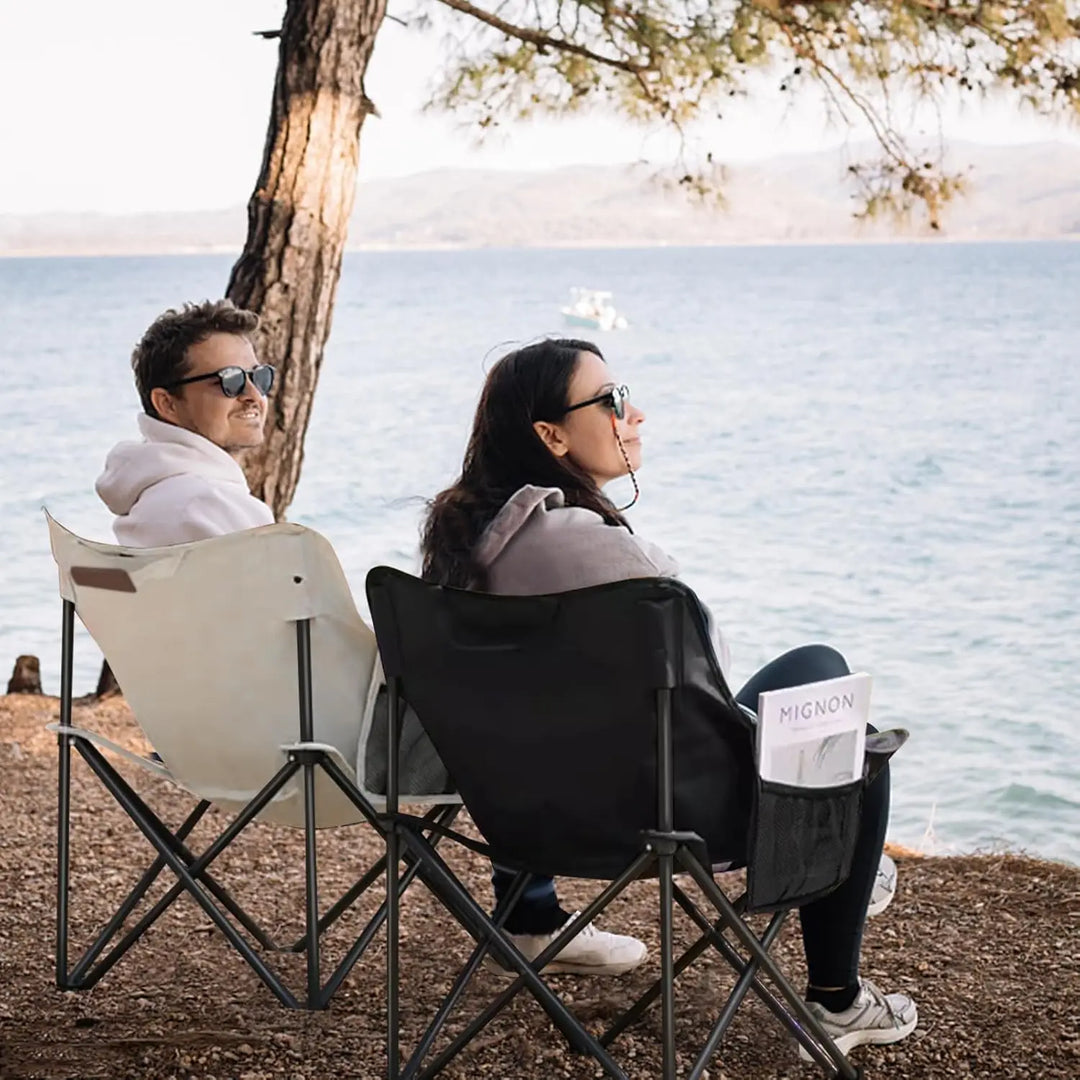 Folding Moon Chair, Portable Lightweight Camping Chair with Side Pocket, Foldable Backpacking Chair-GCC Home Center