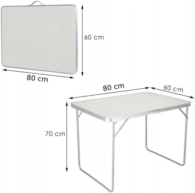 Folding Picnic Table (80x60cm Aluminum Table, Silver) Camping Table