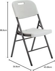 Folding Plastic Chair Molded Seat & Back Stackable Indoor Outdoor, Steel Frame, Heavy Duty-GCC Home Center