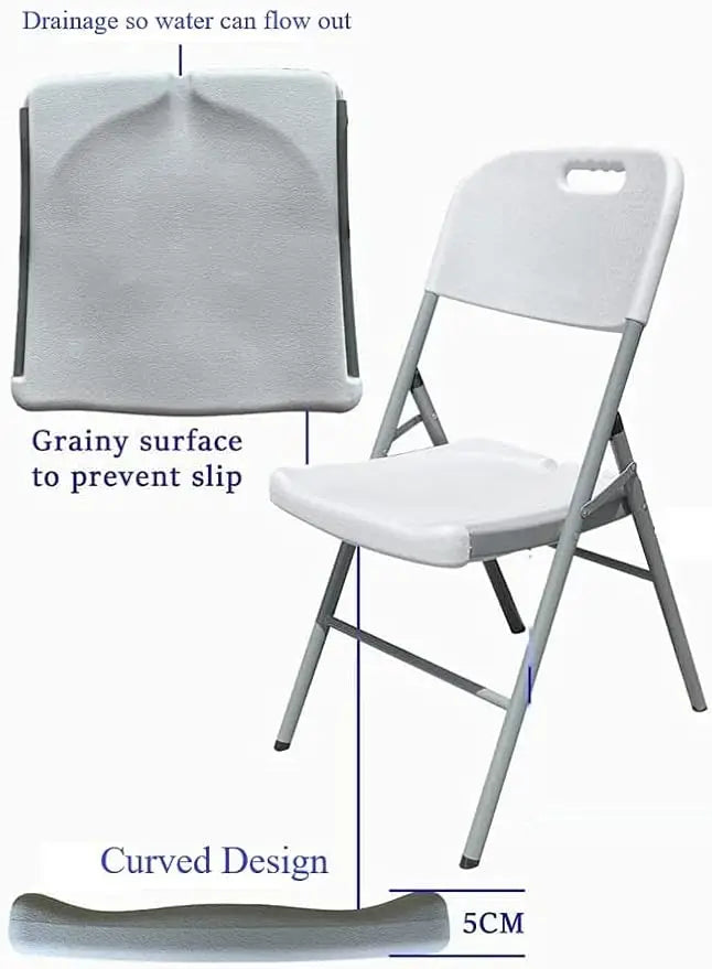 Folding Plastic Chair Molded Seat & Back Stackable Indoor Outdoor, Steel Frame, Heavy Duty-GCC Home Center