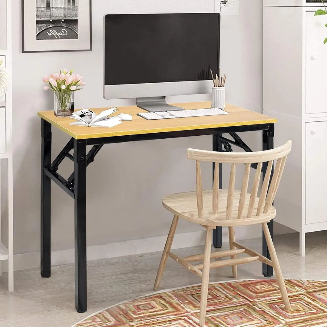 COOLBABY Folding Table - Multifunctional Portable Desk Camping, Garden, Picnic, Coffee, BBQ - 80x40x75 cm, Wood (yellow)