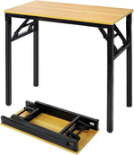 Load image into Gallery viewer, COOLBABY Folding Table - Multifunctional Portable Desk Camping, Garden, Picnic, Coffee, BBQ - 80x40x75 cm, Wood (yellow)