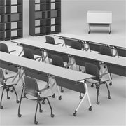 Folding Table Office Meeting Table, Portable Storage Conference Table Seminar Training Table With Heavy-duty Frame And 360 ° Wheels, Save Space(47x22x30in/120x55x75cm)
