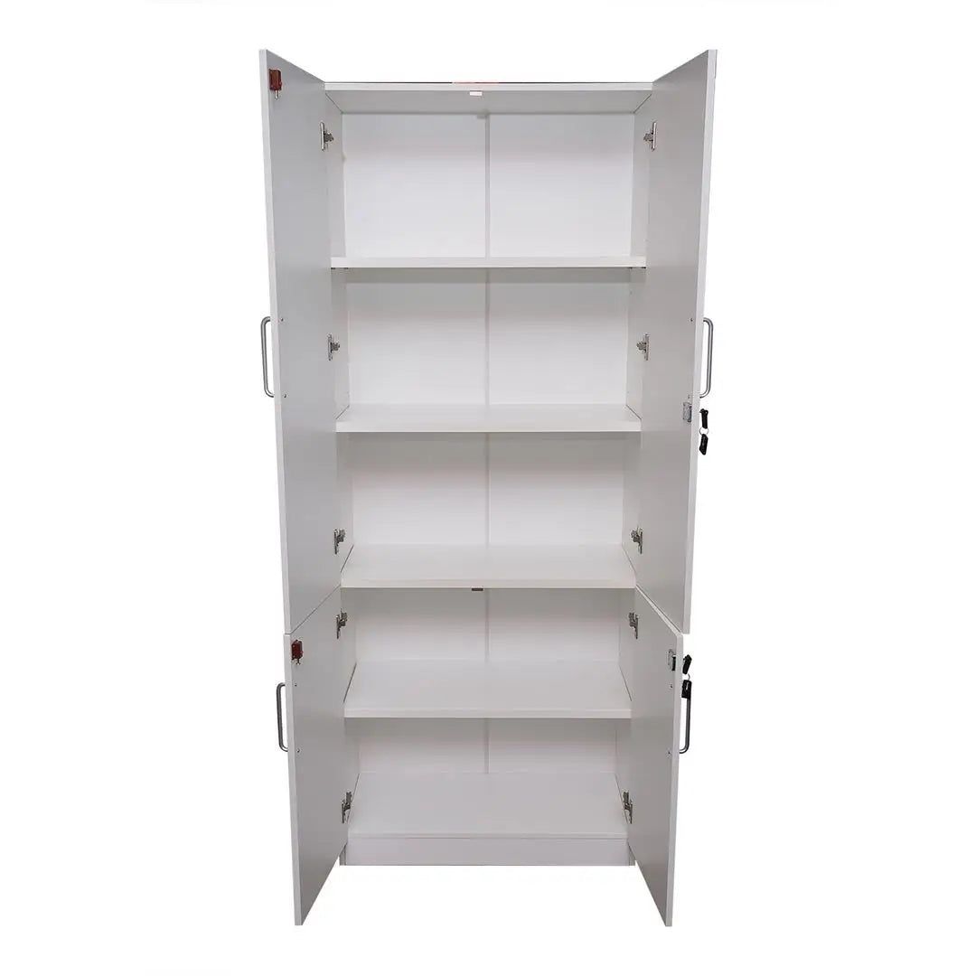 Four Door Office Cabinet With Five Shelves, File Cabinet - White-GCC Home Center