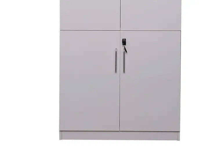 Four Door Office Cabinet With Five Shelves, File Cabinet - White-GCC Home Center