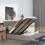 Full Lift Storage Bed with Storage Underneath and Headboard - Grey-GCC Home Center