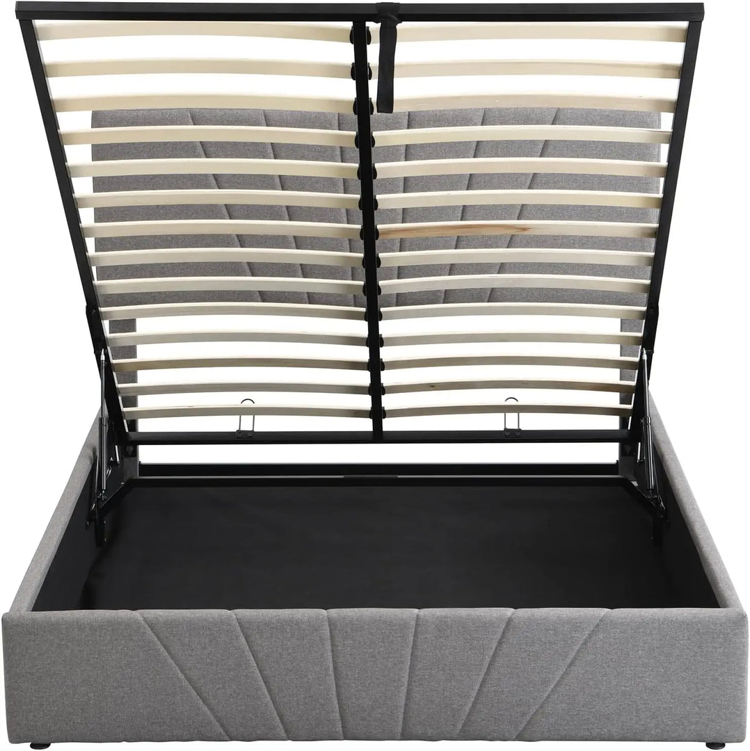 Full Lift Storage Bed with Storage Underneath and Headboard - Grey-GCC Home Center
