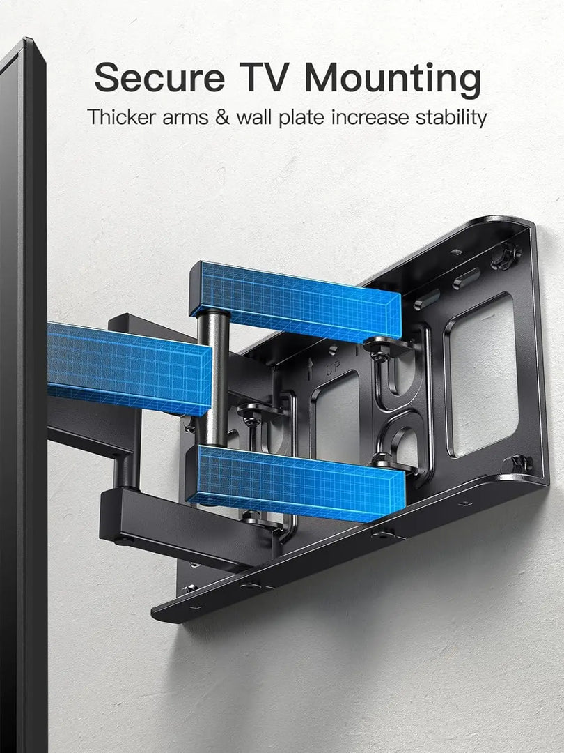 Full motion TV mount for 26-74 inch Flat Curved LED LCD Screen TVs up to 45 kg, the TV Mount Bracket Articulating Swivel Extension Tilting Leveling, VESA up to 400x400mm, PIMFK1
