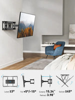 Load image into Gallery viewer, Full motion TV mount for 26-74 inch Flat Curved LED LCD Screen TVs up to 45 kg, the TV Mount Bracket Articulating Swivel Extension Tilting Leveling, VESA up to 400x400mm, PIMFK1