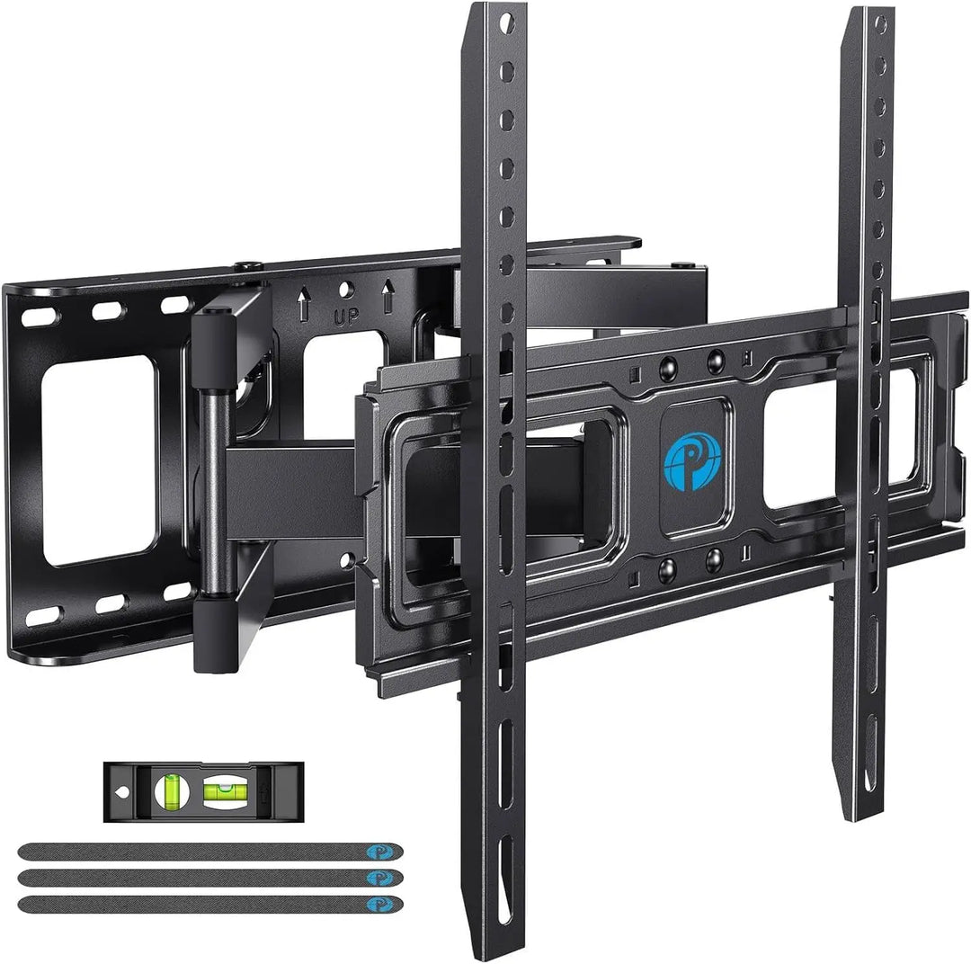 Full motion TV mount for 26-74 inch Flat Curved LED LCD Screen TVs up to 45 kg, the TV Mount Bracket Articulating Swivel Extension Tilting Leveling, VESA up to 400x400mm, PIMFK1