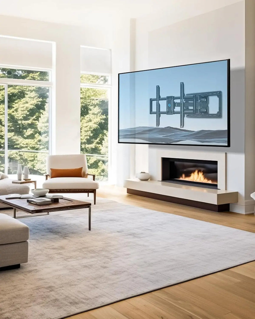 Full Motion TV Wall Mount for 42-85 inch Flat Screen LED TVs up to 132lbs, TV Mount Double Arm Tilt+5~-15° & Swivel ±45°, Max VESA 600x400mm, PILF12