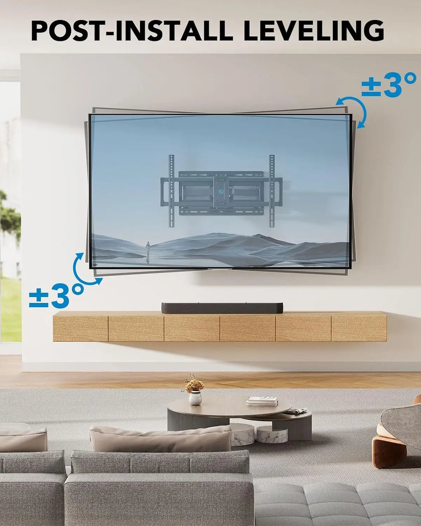 Full Motion TV Wall Mount for 42-85 inch Flat Screen LED TVs up to 132lbs, TV Mount Double Arm Tilt+5~-15° & Swivel ±45°, Max VESA 600x400mm, PILF12