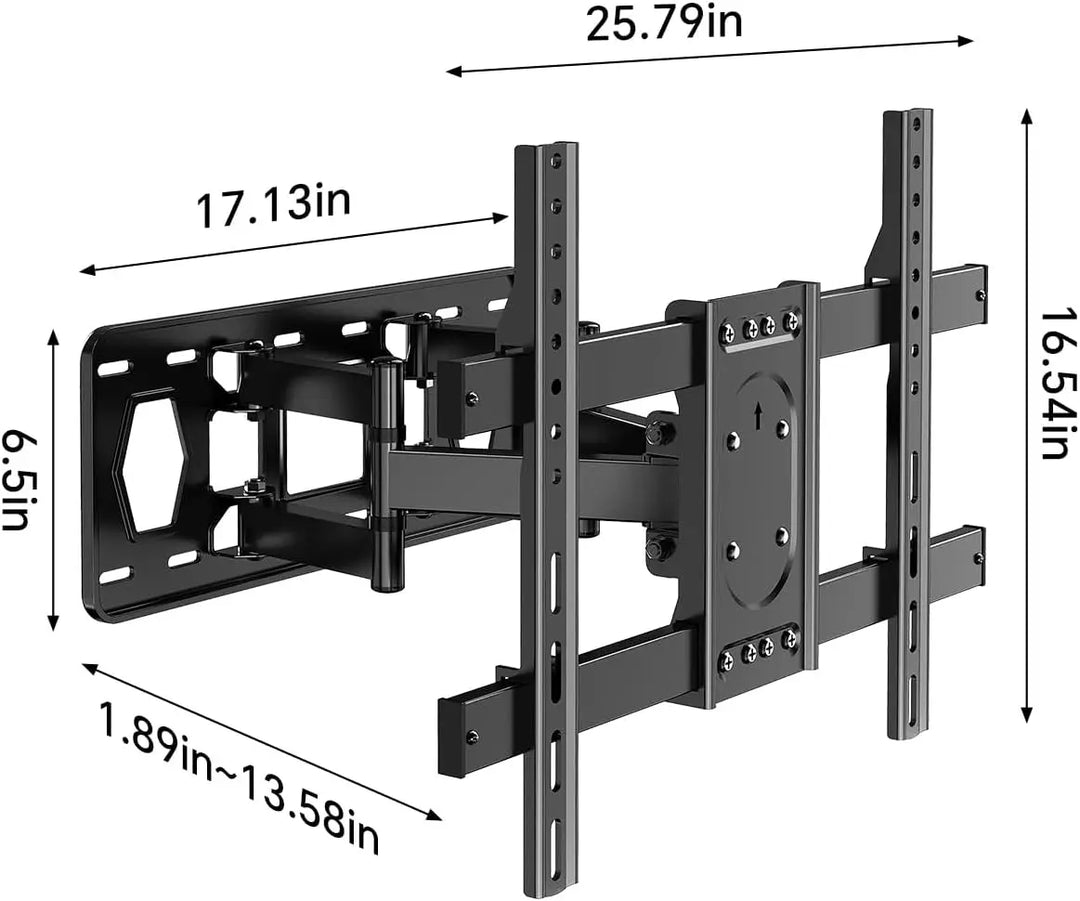 Full Motion TV Wall Mount for Most 42-85 inch Flat Screen/LED/4K,Swivel Tilt Extension Level Bracket with Dual Articulating Arms, Max VESA 600x400mm,Holds up to 132lbs,with Hole Drilling Template