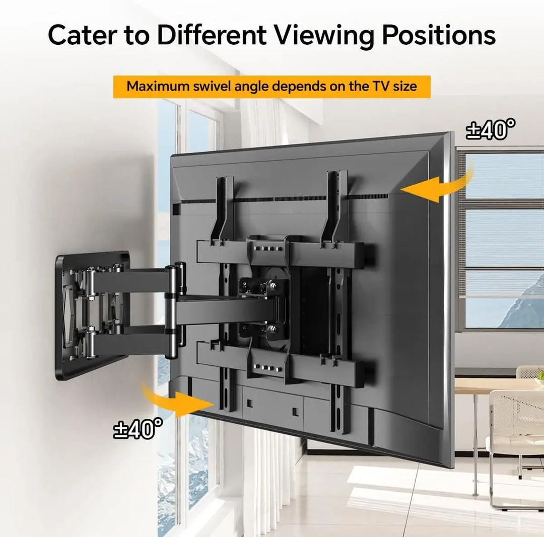 Full Motion TV Wall Mount for Most 42-85 inch Flat Screen/LED/4K,Swivel Tilt Extension Level Bracket with Dual Articulating Arms, Max VESA 600x400mm,Holds up to 132lbs,with Hole Drilling Template