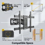 Load image into Gallery viewer, Full Motion TV Wall Mount for Most 42-85 inch Flat Screen/LED/4K,Swivel Tilt Extension Level Bracket with Dual Articulating Arms, Max VESA 600x400mm,Holds up to 132lbs,with Hole Drilling Template