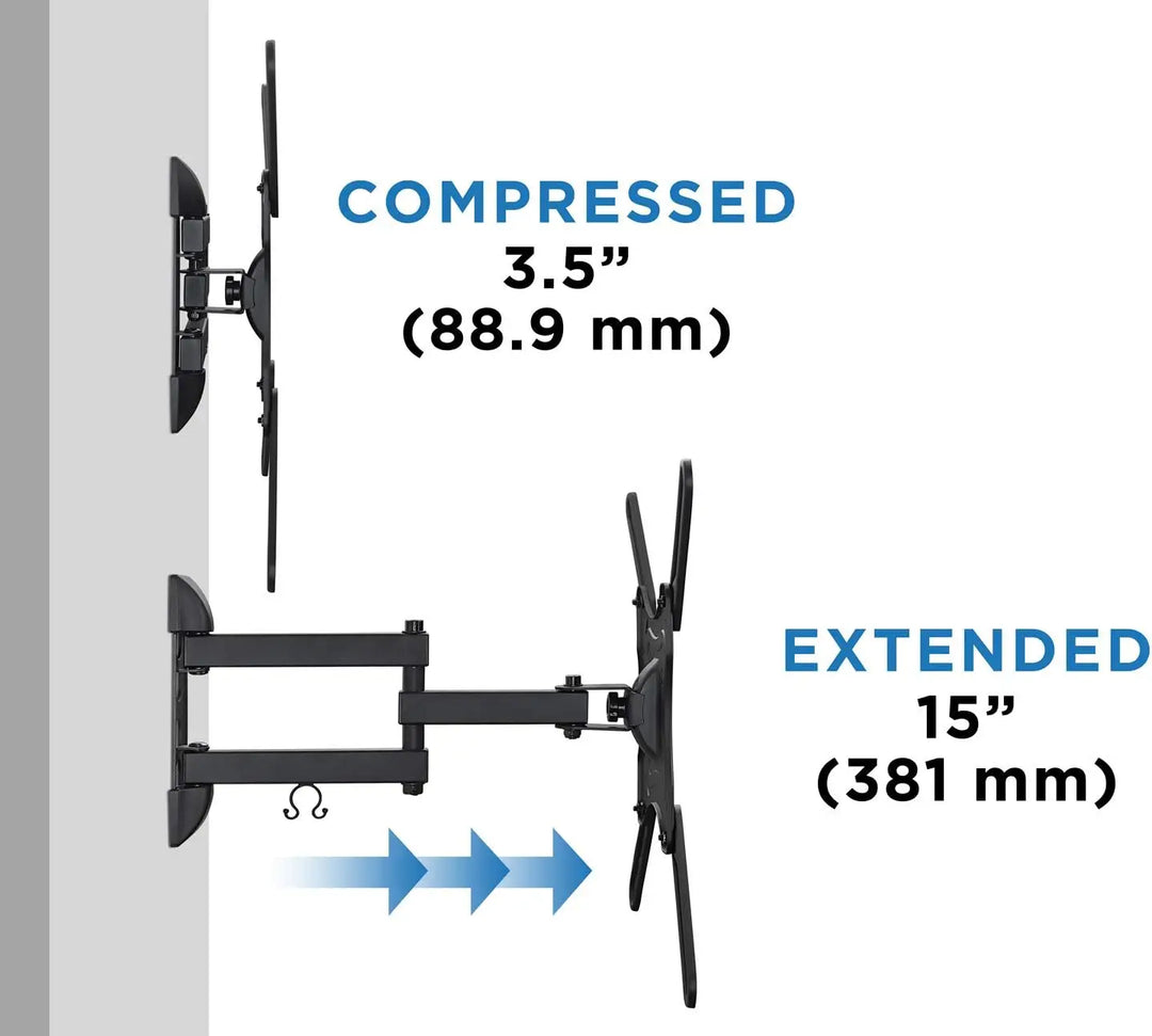 Full Motion TV Wall Mount Monitor Wall Bracket with Swivel & Articulating Tilt Arm, Fits up to 55 Inch Lcd Led Oled Flat Screens up to 66 lbs/Vesa 400x400