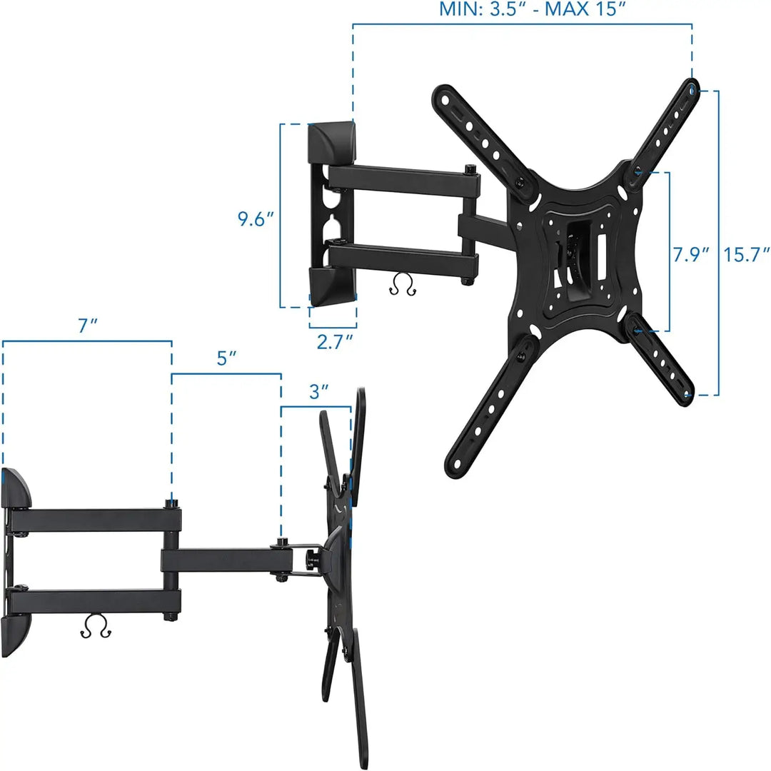 Full Motion TV Wall Mount Monitor Wall Bracket with Swivel & Articulating Tilt Arm, Fits up to 55 Inch Lcd Led Oled Flat Screens up to 66 lbs/Vesa 400x400