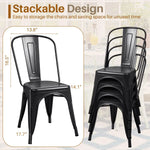 Load image into Gallery viewer, Furmax Indoor-Outdoor Use Stackable Classic Trattoria Chic Dining Bistro Cafe Side Metal Chairs Set of 4 (Black)