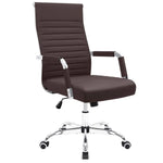 Load image into Gallery viewer, Furmax Ribbed Office Desk Mid-Back Pu Leather Executive Conference Task Adjustable Swivel Chair With Arms, Black