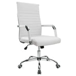Load image into Gallery viewer, Furmax Ribbed Office Desk Mid-Back Pu Leather Executive Conference Task Adjustable Swivel Chair With Arms, Black