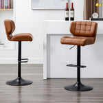 Load image into Gallery viewer, Urban Home Furniture Harvey Adjustable Bar Stools with Low Back, Swivel Medium Brown Faux Leather Bar Chairs for Kitchen/Island, Set of 2, Barstools for Kitchen Counter, Vintage Medium Brown