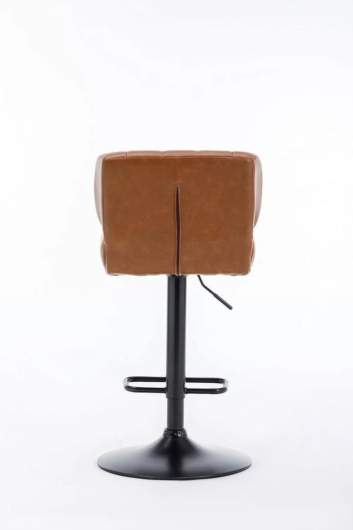 Urban Home Furniture Harvey Adjustable Bar Stools with Low Back, Swivel Medium Brown Faux Leather Bar Chairs for Kitchen/Island, Set of 2, Barstools for Kitchen Counter, Vintage Medium Brown