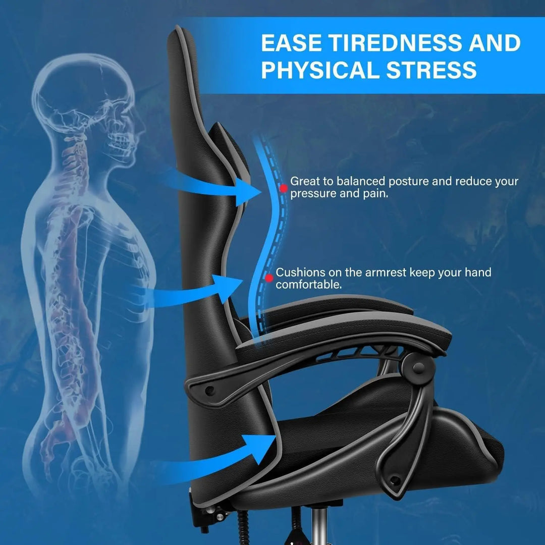 Gaming Chair Swivel Tilt Tension Adjustable PU Leather High Back Chair-GCC Home Center
