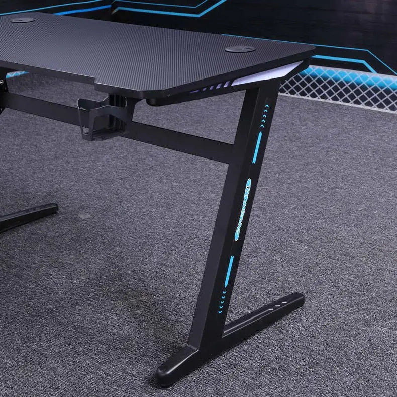 Gaming Desk Embeded Carbon Fiber RGB D-Shaped Black-120cm-GCC Home Center