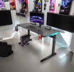 Load image into Gallery viewer, Gaming Desk Embeded Carbon Fiber RGB D-Shaped Black-120cm-GCC Home Center
